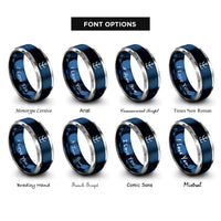 font options for inside engraving on blue & grey vein mark rings