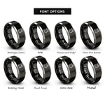 font options for inside engraving on black & silver vendor trolley rings
