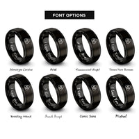 font options for inside engraving on black venn knot rings