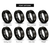 font options for inside engraving on black venn knot rings