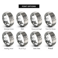 font options for inside engraving on silver venn knot rings