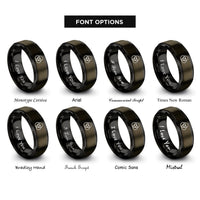 font options for inside engraving on gunmetal & black venn knot rings