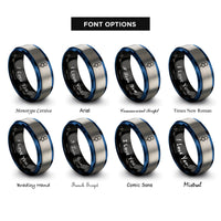 font options for inside engraving on black & blue & silver venus rings