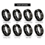 font options for inside engraving on black & silver venus rings