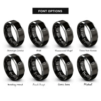 font options for inside engraving on black & silver venus rings