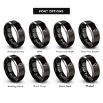 font options for inside engraving on black & silver venus rings
