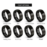 font options for inside engraving on black venus rings