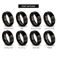 font options for inside engraving on black venus rings