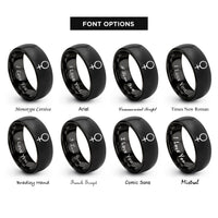 font options for inside engraving on black venus rings