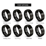 font options for inside engraving on black venus rings