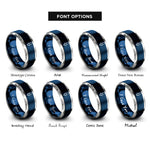 font options for inside engraving on blue & gray venus rings