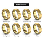 font options for inside engraving on gold & silver venus copper rings