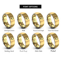 font options for inside engraving on gold & silver venus copper rings