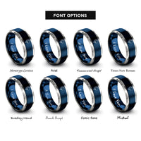 font options for inside engraving on blue & gray venus crescent phase rings