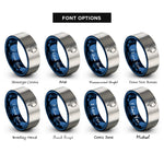 font options for inside engraving on blue & silver venus crescent phase rings