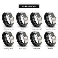 font options for inside engraving on black & silver venus glyph rings