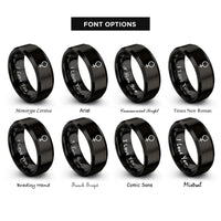 font options for inside engraving on black venus glyph rings