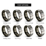 font options for inside engraving on gunmetal & silver venus glyph rings