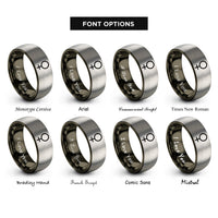 font options for inside engraving on gunmetal & silver venus glyph rings
