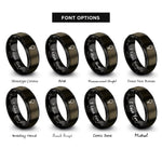 font options for inside engraving on gunmetal & black venus rings