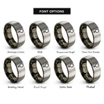 font options for inside engraving on gunmetal & gray venus rings