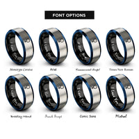font options for inside engraving on black & blue & grey venus sigil rings