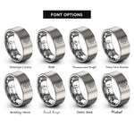 font options for inside engraving on silver venus square rings