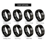font options for inside engraving on black vernier caliper rings