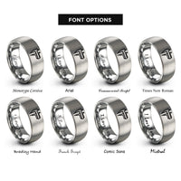 font options for inside engraving on silver vernier caliper rings