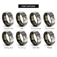 font options for inside engraving on gunmetal & grey vernier caliper rings