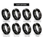font options for inside engraving on black & gray vernier calipers rings