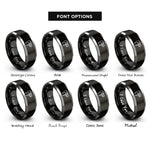 font options for inside engraving on black & gray vernier calipers rings