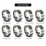 font options for inside engraving on silver vernier calipers rings