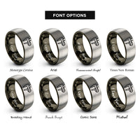 font options for inside engraving on gunmetal & gray vernier calipers rings