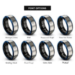 font options for inside engraving on black & blue & grey vesica piscis rings