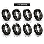 font options for inside engraving on black & gray vet cross paw rings