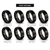 font options for inside engraving on black vet cross paw rings