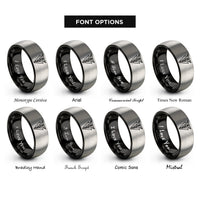 font options for inside engraving on black & grey veterinary caduceus rings