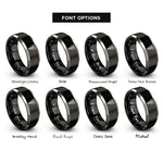 font options for inside engraving on black & silver veterinary caduceus rings