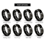 font options for inside engraving on black & silver veterinary caduceus rings