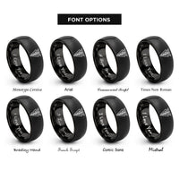 font options for inside engraving on black veterinary caduceus rings