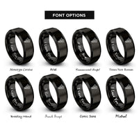 font options for inside engraving on black veterinary caduceus rings