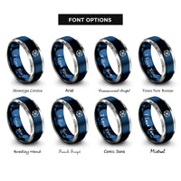 font options for inside engraving on blue & grey via grid rings