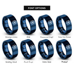 font options for inside engraving on blue via grid rings