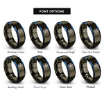 font options for inside engraving on gunmetal & blue via grid rings