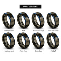 font options for inside engraving on gunmetal & blue via grid rings