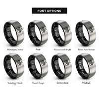 font options for inside engraving on black & grey vibraphone mallets rings