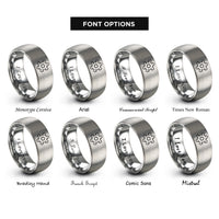 font options for inside engraving on grey vicsek fractal rings