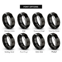 font options for inside engraving on black & grey victoria rings