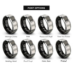 font options for inside engraving on black & gray victoria rings
